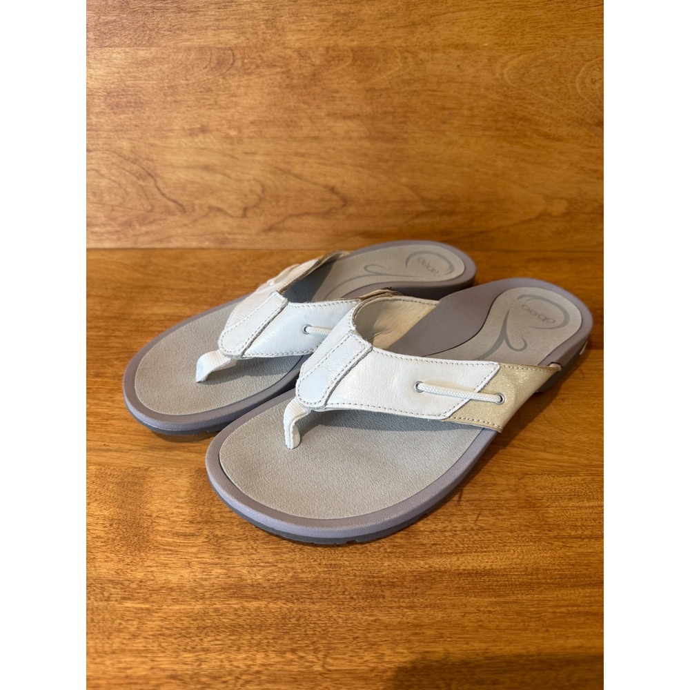 Abeo BIOsystem Balboa Women 8.5 White Leather Orthotic Thong Sandals Flip Flops